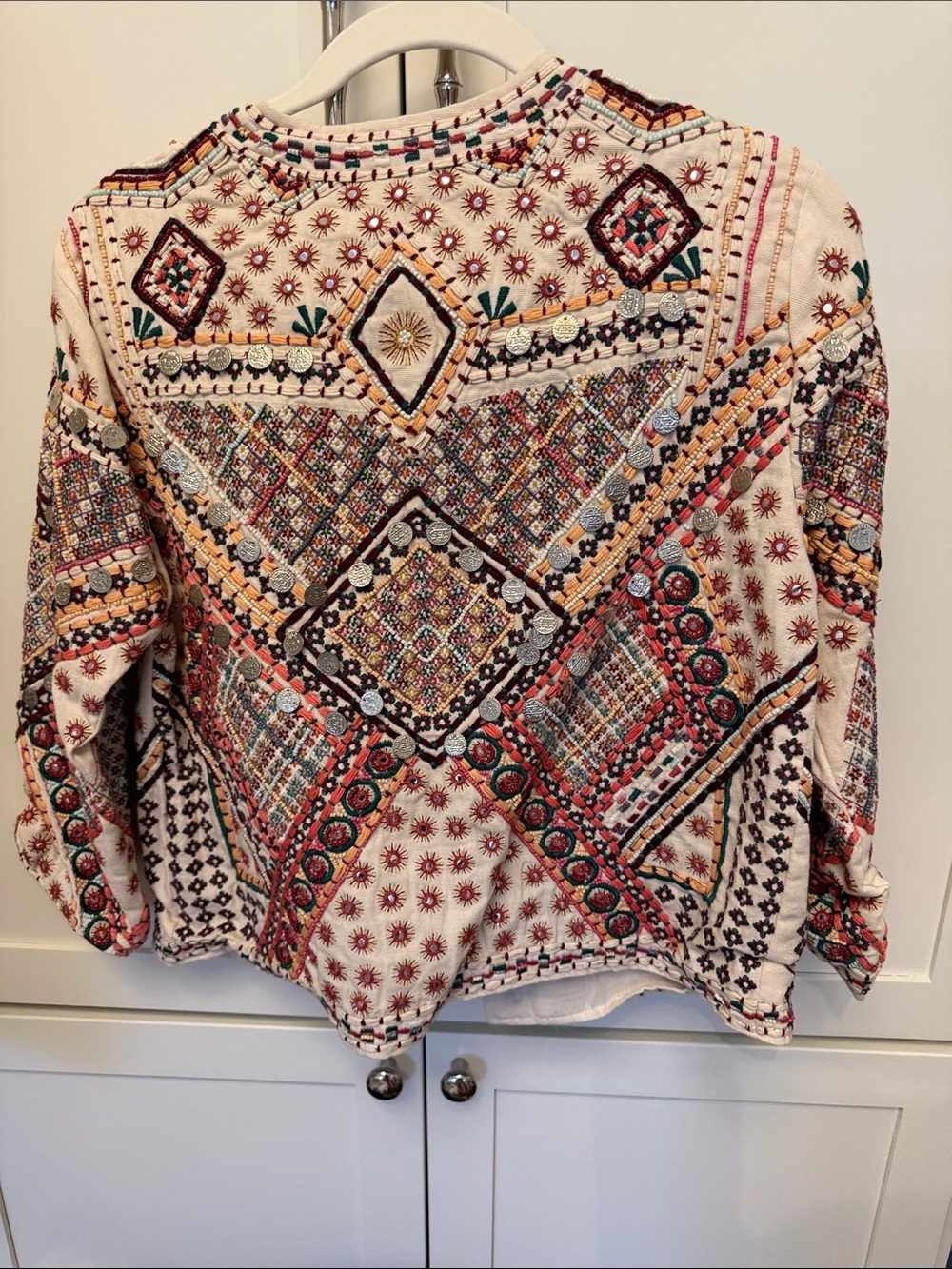 Julia Amory Embroidered Ivory Multicolor Annika Jacket w embellishment RARE - Picture 5 of 5